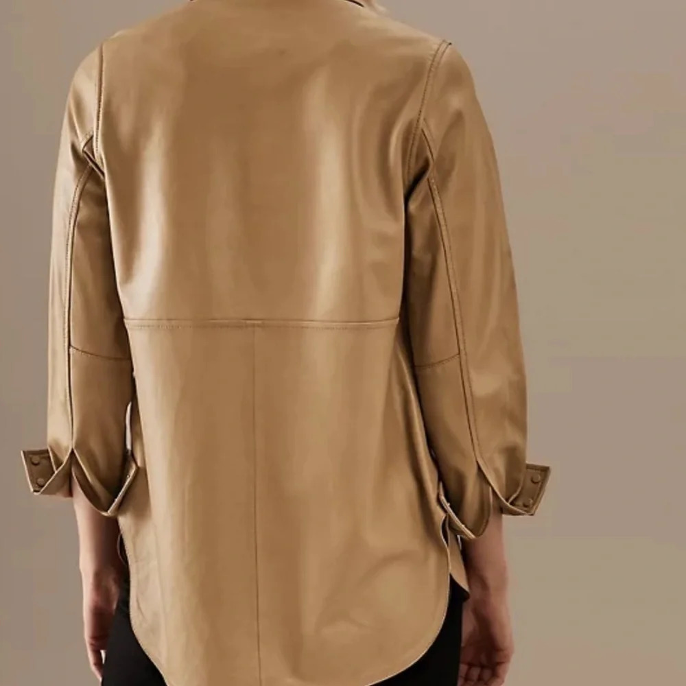 Autograph by Marks & Spencer 100% Leather Snap-front Shirt Jacket - US Size 16 - Picture 4 of 17